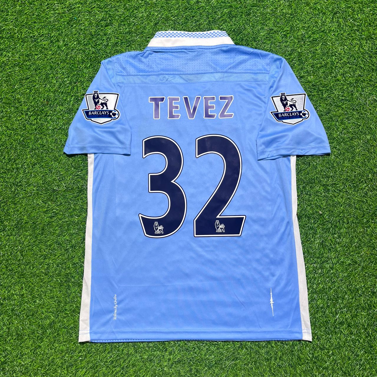 Carlos Tevez 32 Manchester City 2011/12 Home Kit Blue Retro Football Jersey