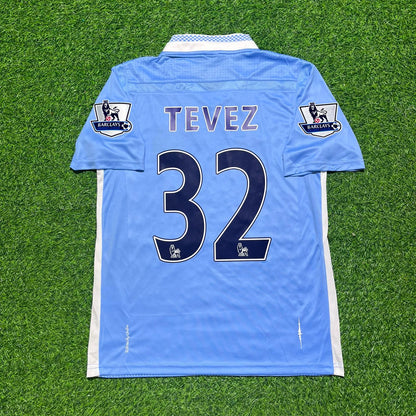 Carlos Tevez 32 Manchester City 2011/12 Home Kit Blue Retro Football Jersey