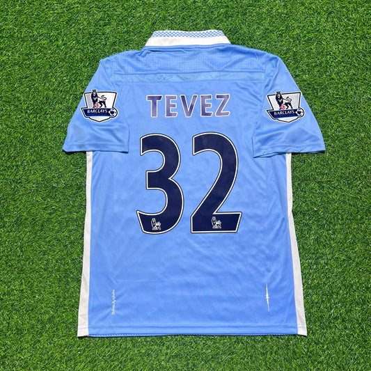Carlos Tevez 32 Manchester City 2011/12 Home Kit Blue Retro Football Jersey