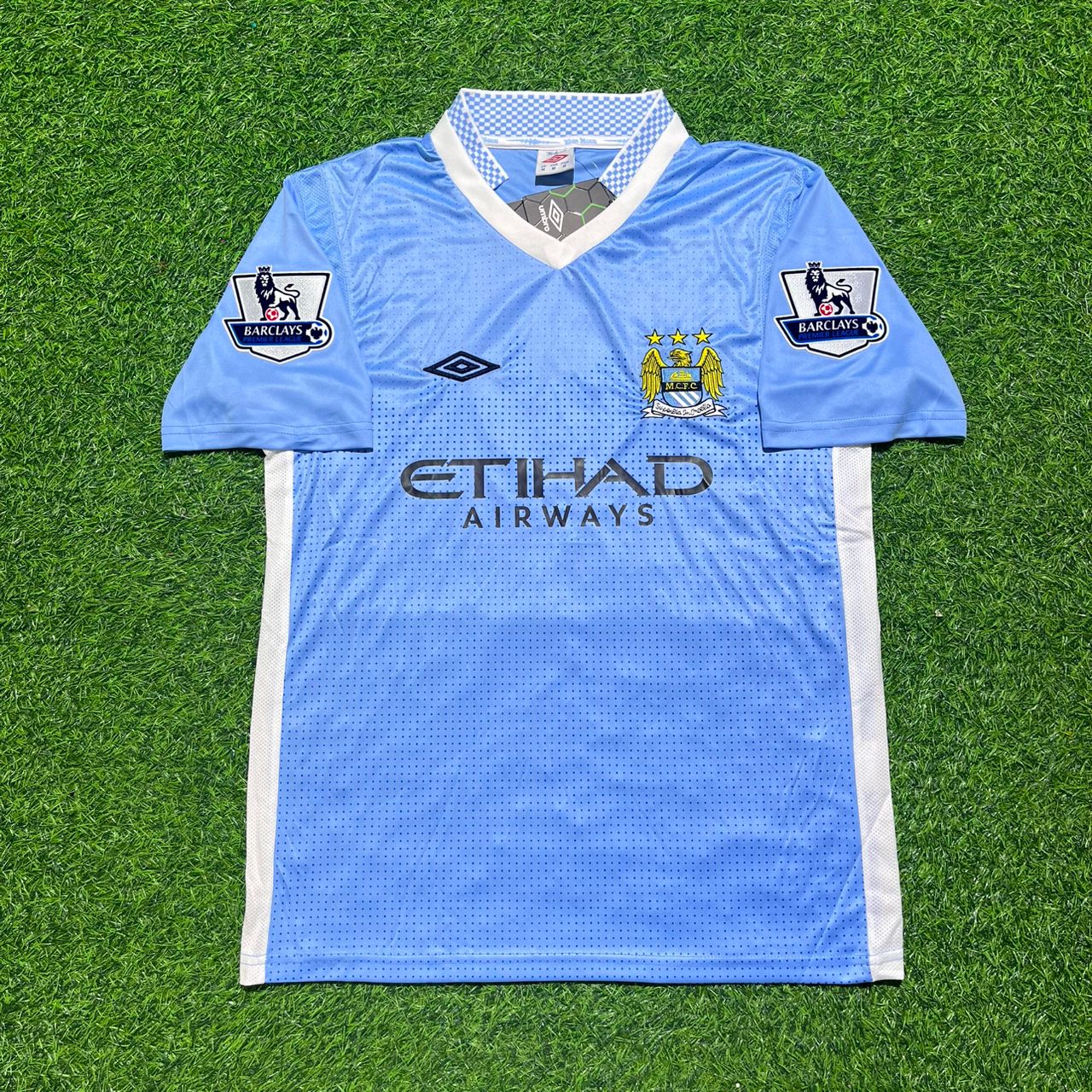 Carlos Tevez 32 Manchester City 2011/12 Home Kit Blue Retro Football Jersey