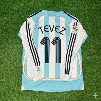 Argentina World Cup 2006 Carlos Tevez #11 Retro Long Sleeve Football Jersey