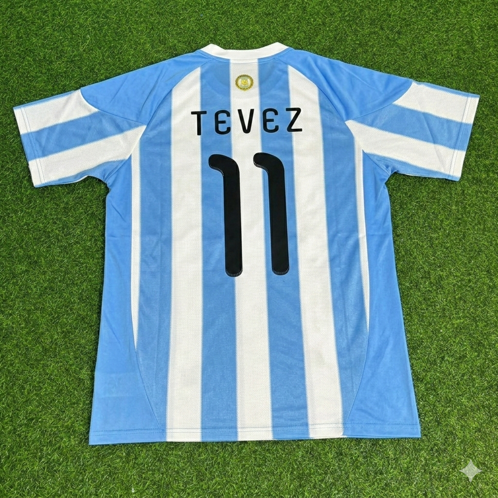 Argentina World Cup 2010 Carlos Tevez 11- Retro Football Jersey