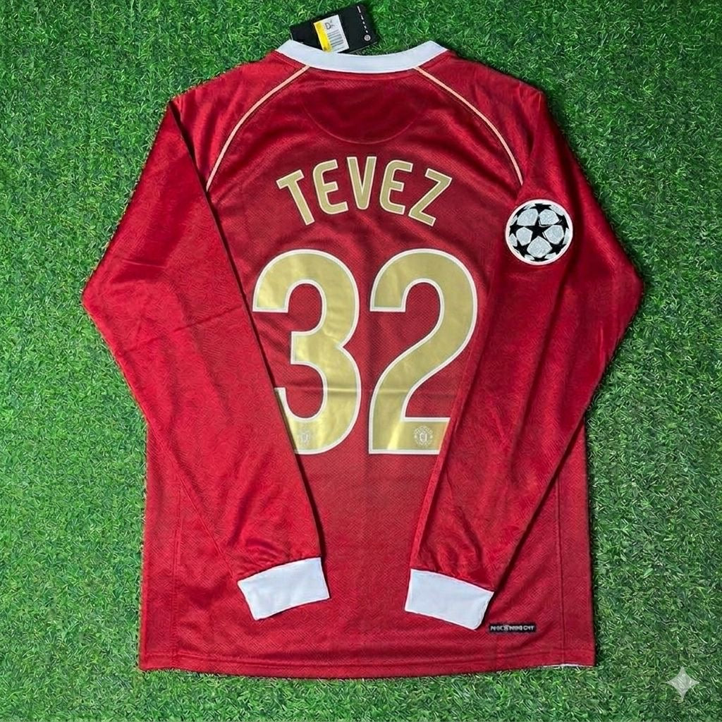 Carlos Tevez #32 Manchester United 2006 2007 Red Golden Football Jersey