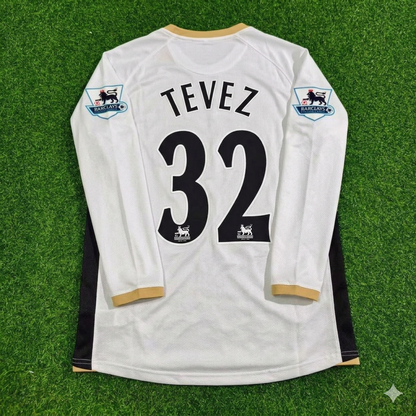 Carlos Tevez #32 Manchester United 2006-2007 White Retro Long Sleeve Football Jersey Kit