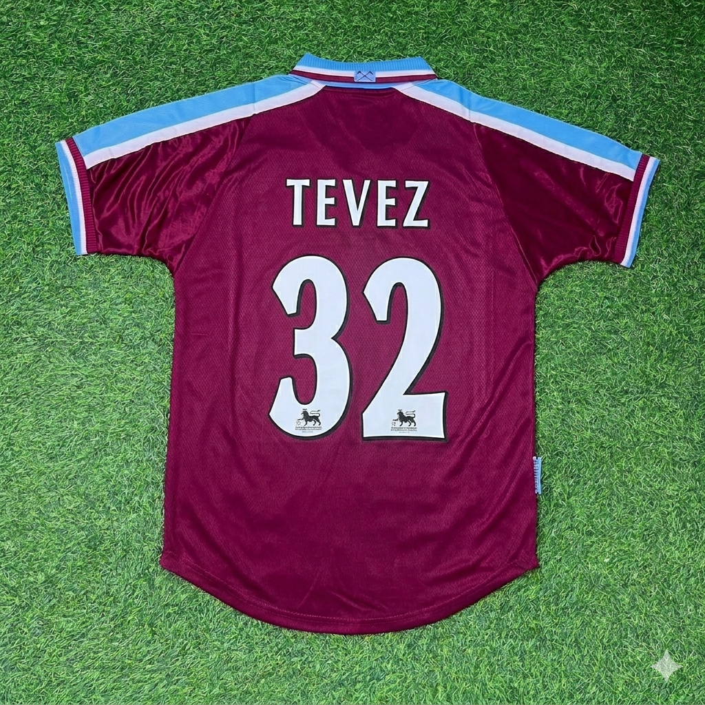 Carlos Tevez #32 West Ham United Home Retro Football Jersey Kit