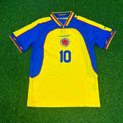 Colombia 2001 Carlos Valderrama Home Yellow Retro Football Jersey