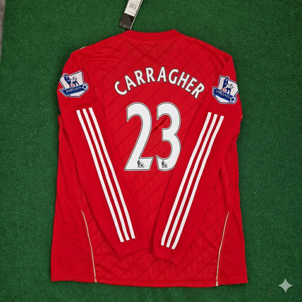 Jamie Carragher Liverpool 2010 2012 Season Long Sleeves Red Retro Football Jersey