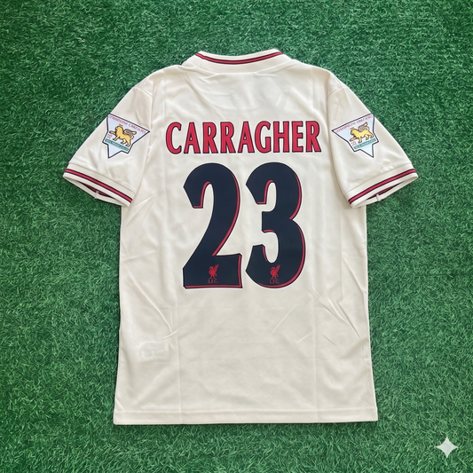 Jamie Carragher Liverpool 1996 1997 Retro Away White Retro Football Jersey