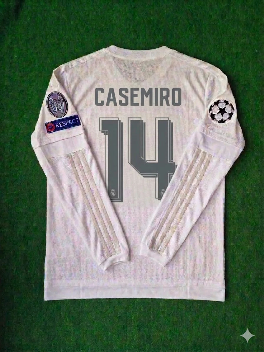 Casemiro 14- Real Madrid 2016 Champions League Final Long Sleeve Jersey Trikot Maillot Soccer Shirt