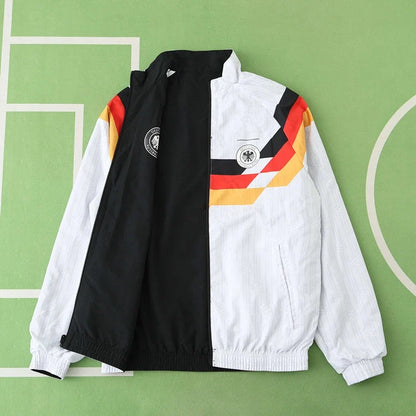 Germany World Cup 1990 Deutschland Retro Double Sides Windbreaker - Reversible Jacket Black