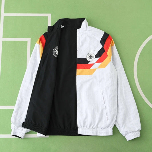 Germany World Cup 1990 Deutschland Retro Double Sides Windbreaker - Reversible Jacket Black