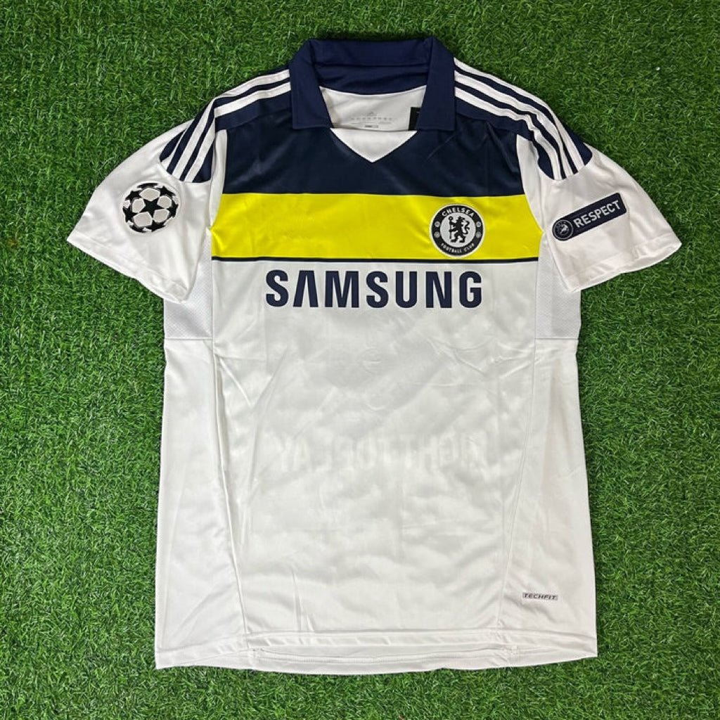 Chelsea 2011/2012 Champions League White Yellow Retro Football Jersey