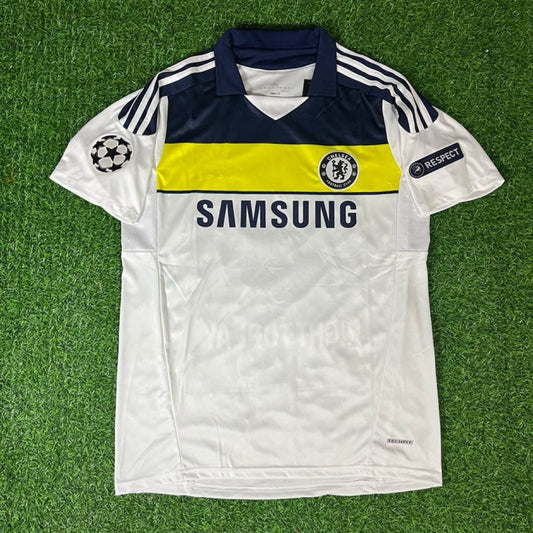 Chelsea 2011/2012 Champions League White Yellow Retro Football Jersey