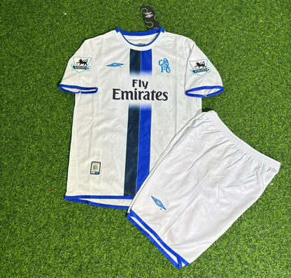 Adrian Mutu Chelsea Away 2004/05 Retro Kids White Football Jersey Kit