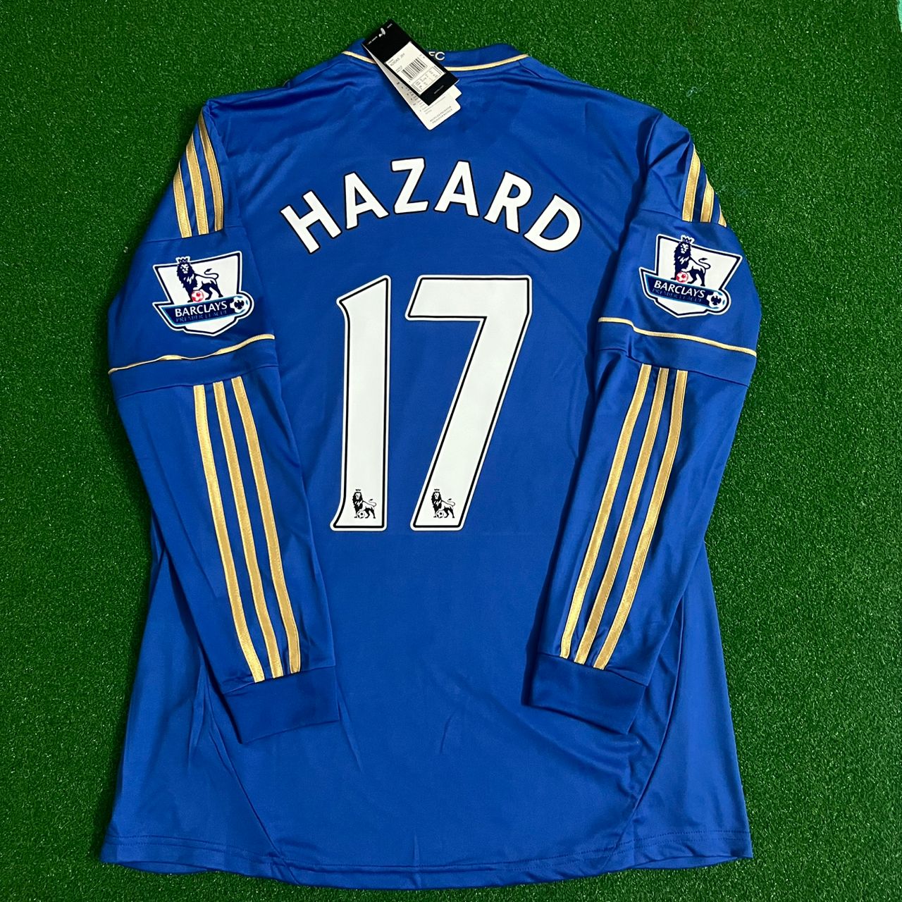 Eden Hazard Chelsea 2012/13 Premier League Patch Blue Retro Football Jersey