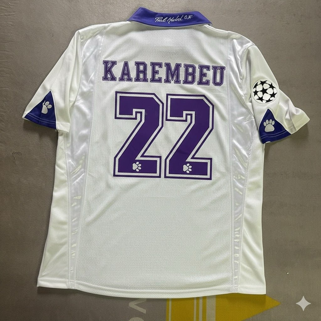 Christian Karembeu 22- Real Madrid 1998-1999 Season Retro Vintage Jersey Soccer Shirt