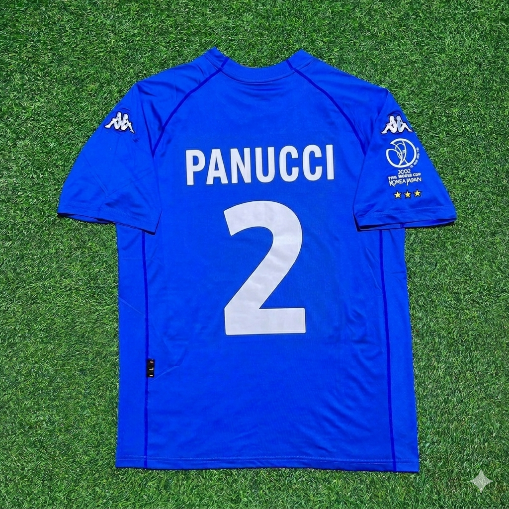 Italy World Cup 2002 Christian Panucci #2 Home Retro Football Jersey