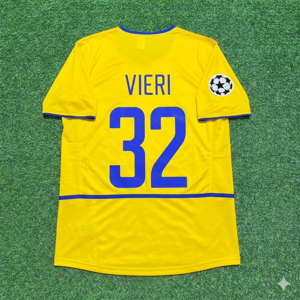Christian Vieri Inter Milan 2002-2003 Yellow Retro Football Jersey Kit