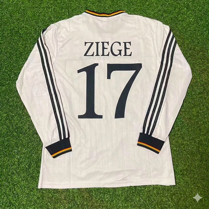 Germany EURO 1996 Christian Ziege #17 Final Home Long Sleeve Retro Football Jersey Kit