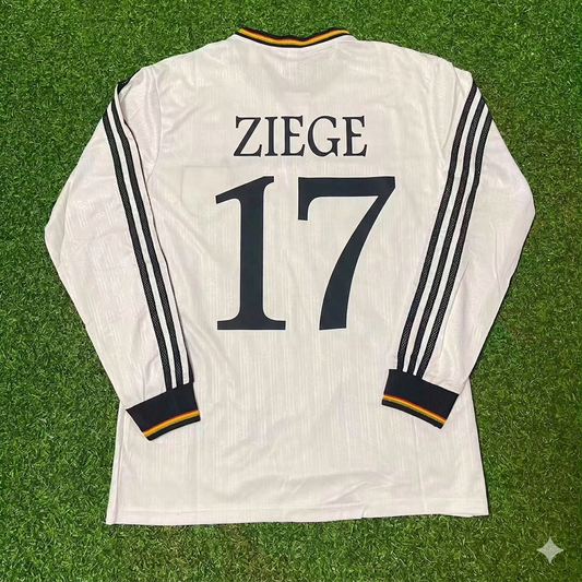 Germany EURO 1996 Christian Ziege #17 Final Home Long Sleeve Retro Football Jersey Kit