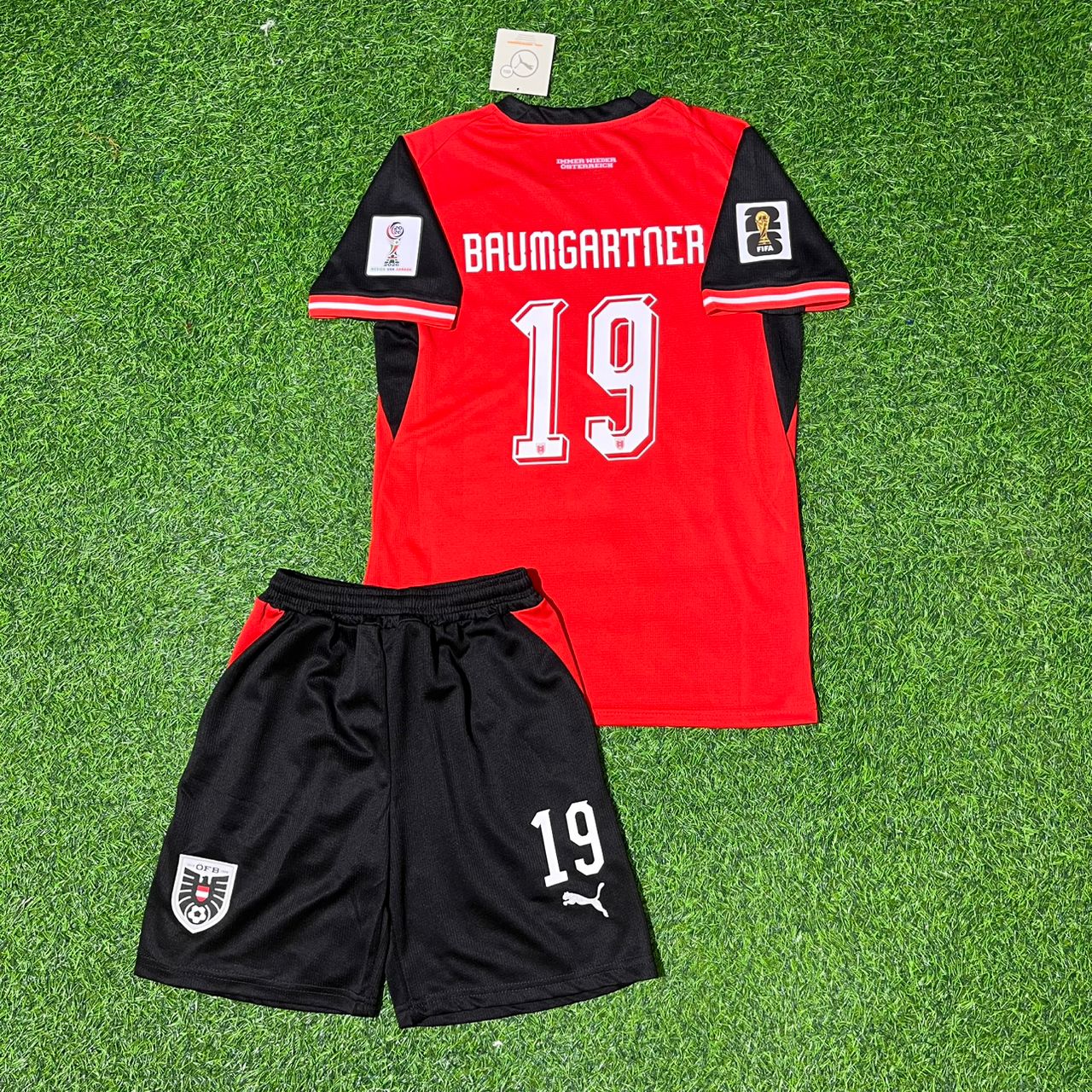 Christoph Baumgartner 19 Österreich 2026 World Cup Kinder Retro Fußballtrikot