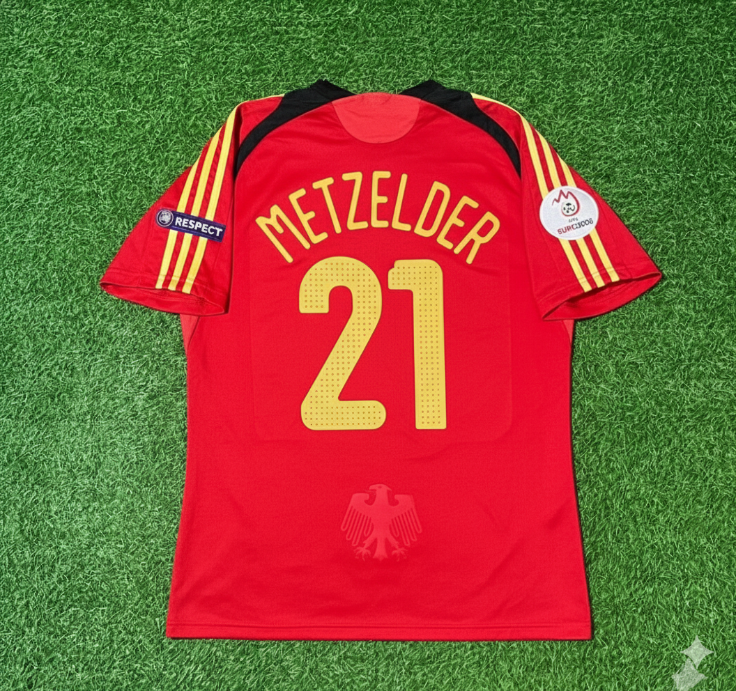 Germany EURO 2008 Christoph Metzelder Away Red Retro Football Jersey Kit