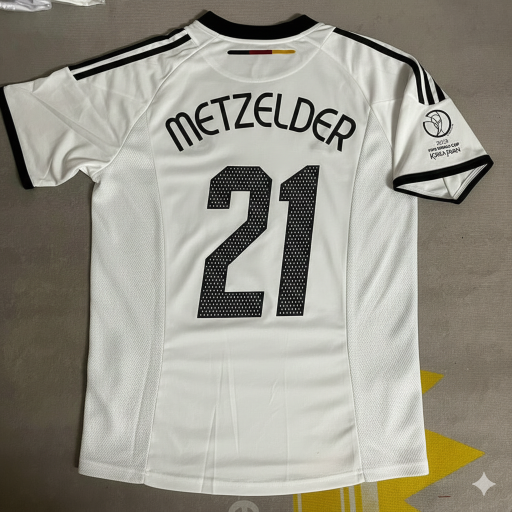 Germany World Cup 2002 Christoph Metzelder Deutschland Japan Korea White Retro Football Jersey