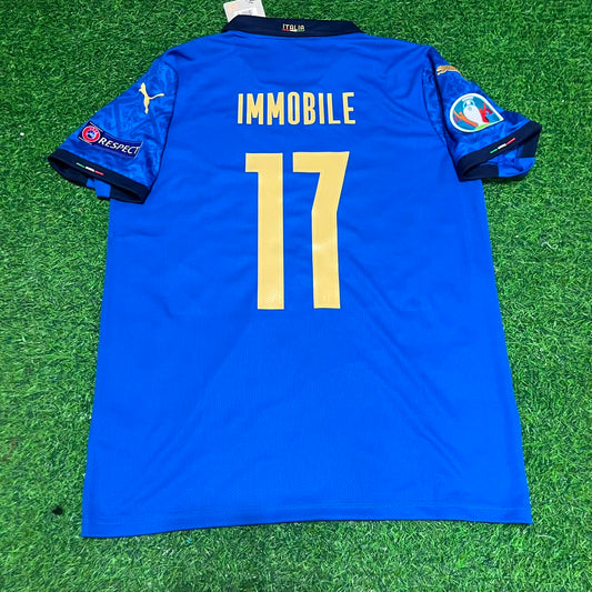 Italy EURO 2020 Ciro Immobile #17 Final Retro Football Jersey