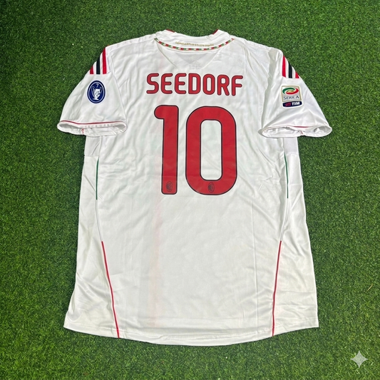 Clarence Seedorf #10 Milan 2011-2012 White Away Retro Football Jersey Kit