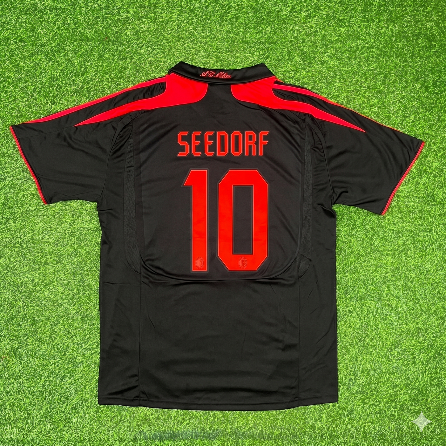 Clarence Seedorf AC Milan 2007-2008 Black Retro Third Football Jersey Kit