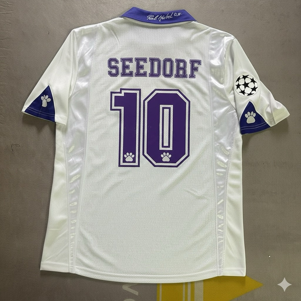Clarence Seedorf 10- Real Madrid 1998-1999 Season Retro Vintage Jersey Soccer Shirt