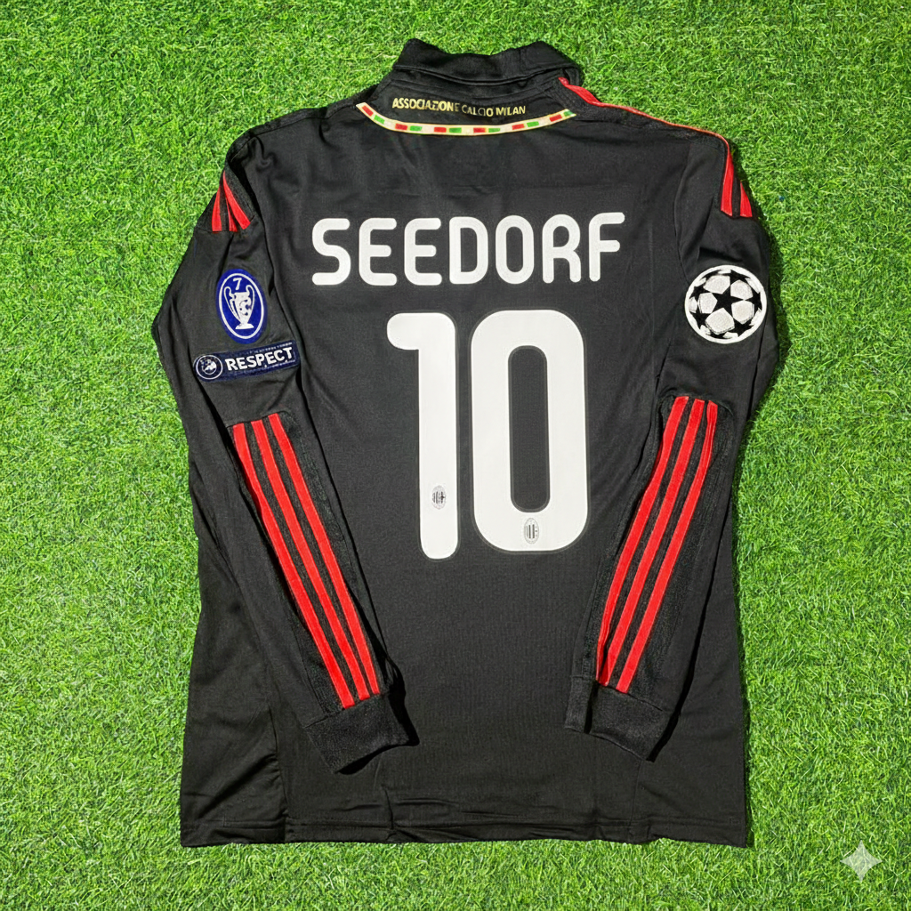 Clarence Seedorf AC Milan 2011/12 Red & Black Retro Football Jersey Collection
