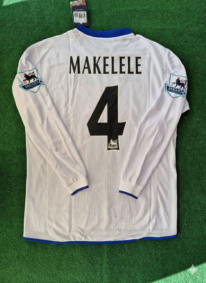 Claude Makelele 4 Chelsea Away 2004 Retro White Long Sleeve Football Jersey Kit
