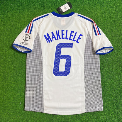 Claude Makélélé #6 France 2002 World Cup Away White Retro Football Jersey