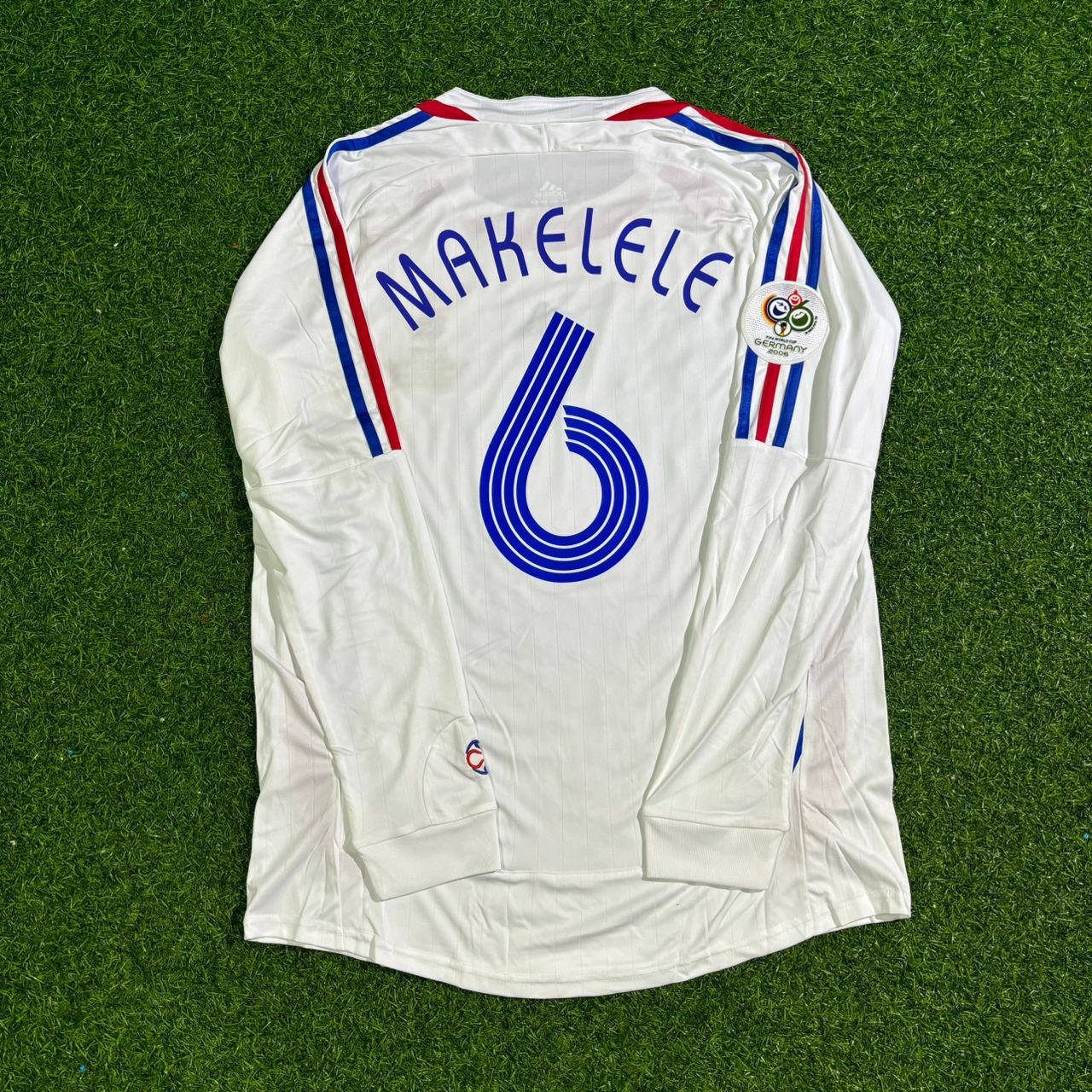 France World Cup 2006 Claude Makelele Final Long Sleeve White Retro Football Jersey