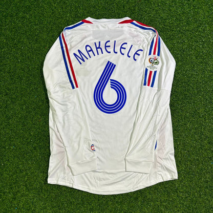 France World Cup 2006 Claude Makelele Final Long Sleeve White Retro Football Jersey