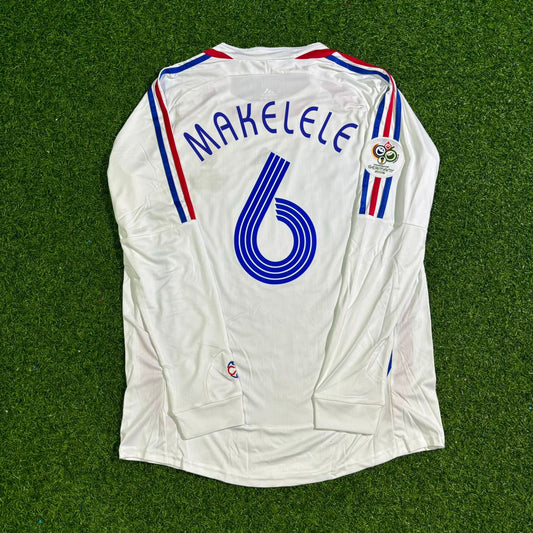 France World Cup 2006 Claude Makelele Final Long Sleeve White Retro Football Jersey