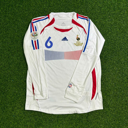 France World Cup 2006 Claude Makelele Final Long Sleeve White Retro Football Jersey