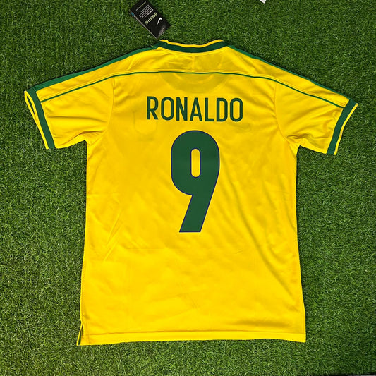 Ronaldo Nazario Brazil 1998 World Cup Retro Football Jersey Kit