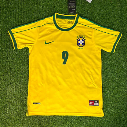 Ronaldo Nazario Brazil 1998 World Cup Retro Football Jersey Kit