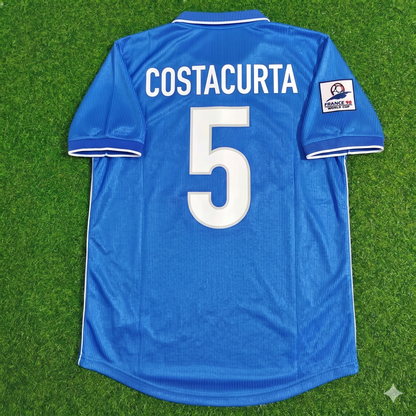 Italy World Cup 1998 Alessandro Costacurta Home Blue Retro Football Jersey