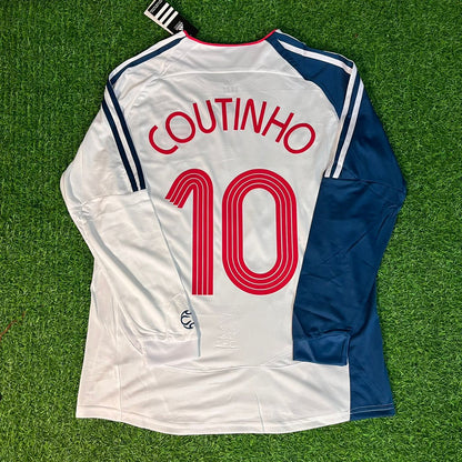 Philippe Coutinho Liverpool White Blue Retro Football Jersey