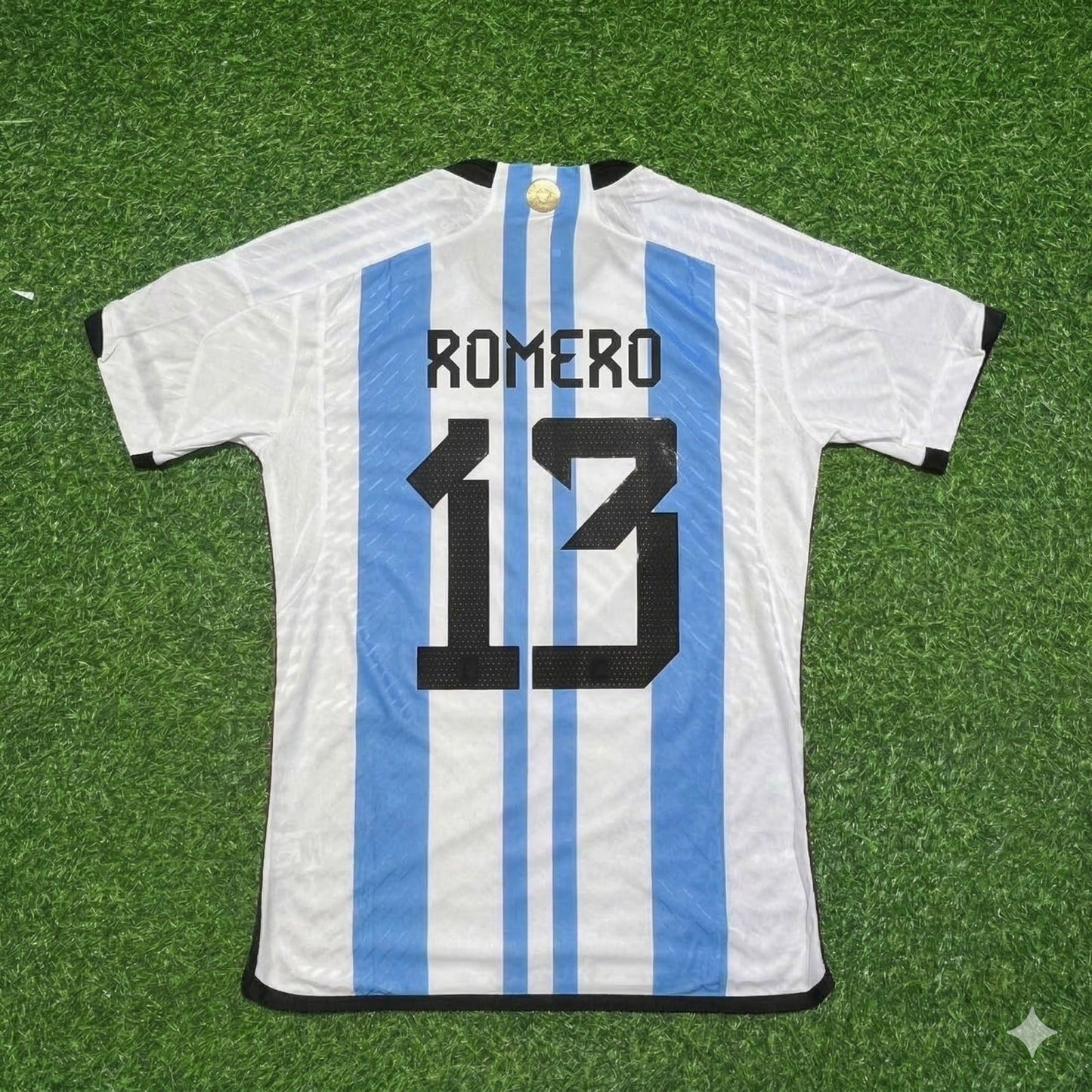 Argentina World Cup 2022 Cristian Romero 13- Qatar Champion Home Football Jersey