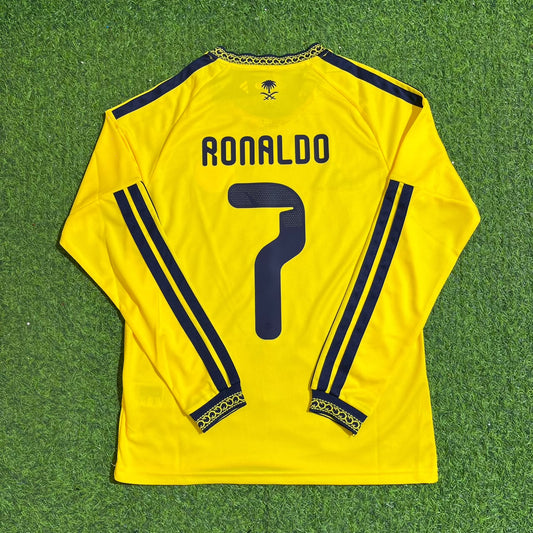 Cristiano Ronaldo Al Nassr 2027 Home Yellow Long Sleeve Football Jersey