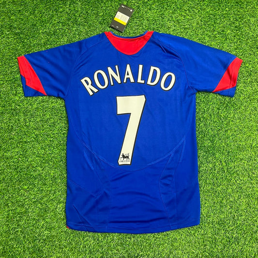 Cristiano Ronaldo Manchester United 2005/2006 Blue Red Retro Football Jersey Kit