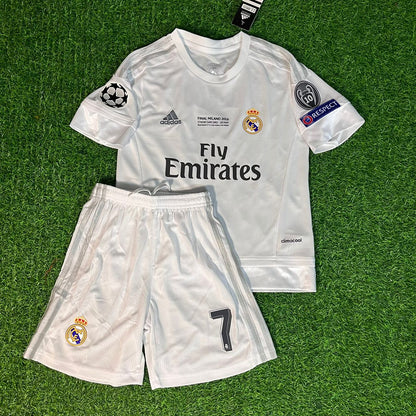 Cristiano Ronaldo 7 - Real Madrid 2016 Final Kids Football Jersey Kit