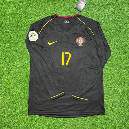 Portugal World Cup 2006 Cristiano Ronaldo CR7 Long Sleeve Black Retro Football Jersey