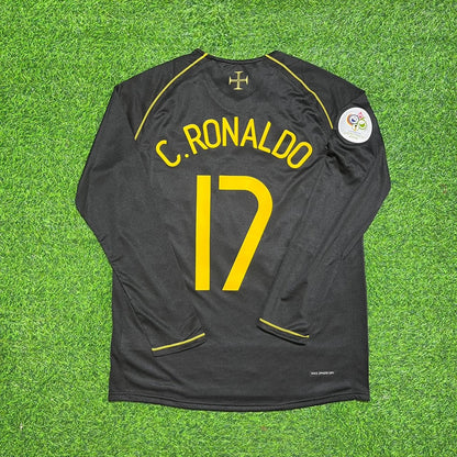 Portugal World Cup 2006 Cristiano Ronaldo CR7 Long Sleeve Black Retro Football Jersey