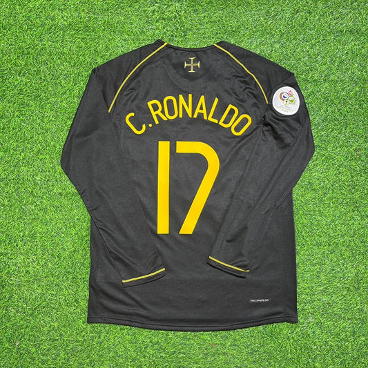 Portugal World Cup 2006 Cristiano Ronaldo CR7 Long Sleeve Black Retro Football Jersey