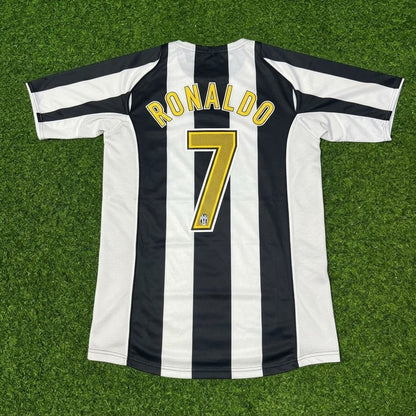 Cristiano Ronaldo #7 Juventus Black White Home Retro Football Jersey